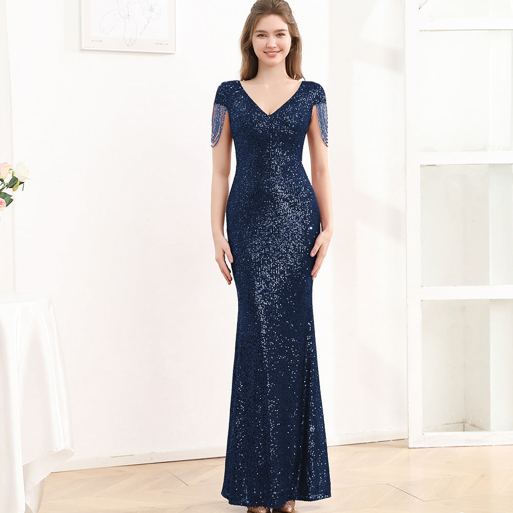 Dress Women Sequined Slim Fit Slimming Long