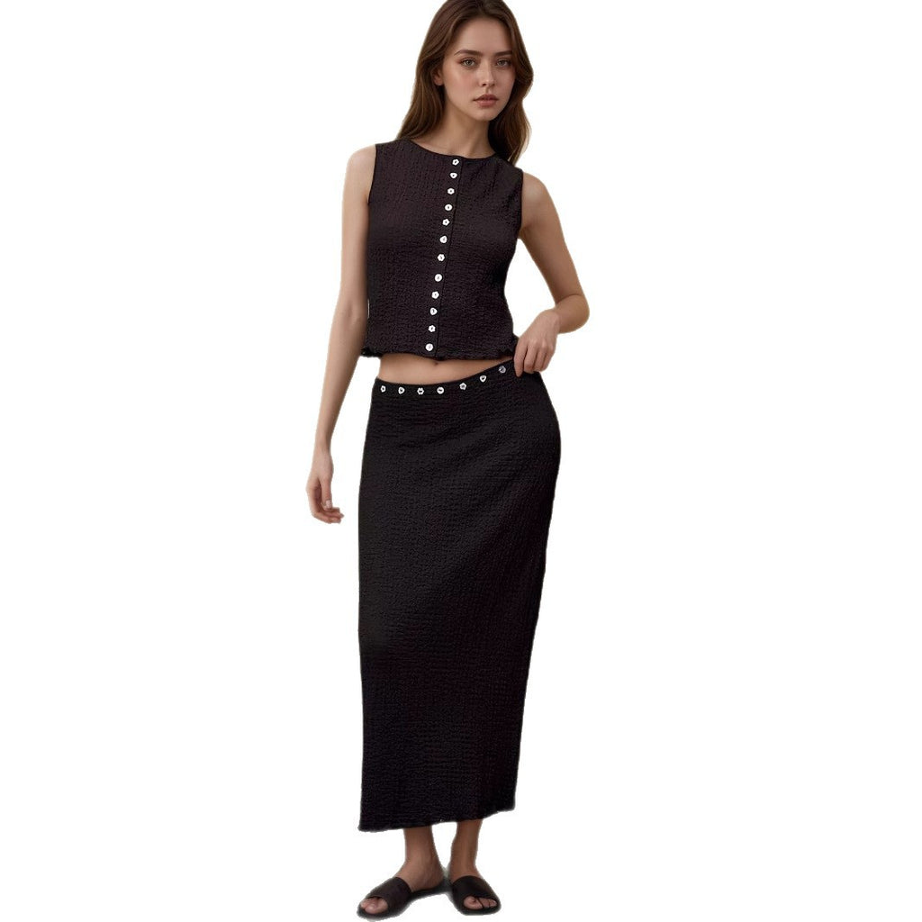 Top Knitted Long Skirt Ladies Suit