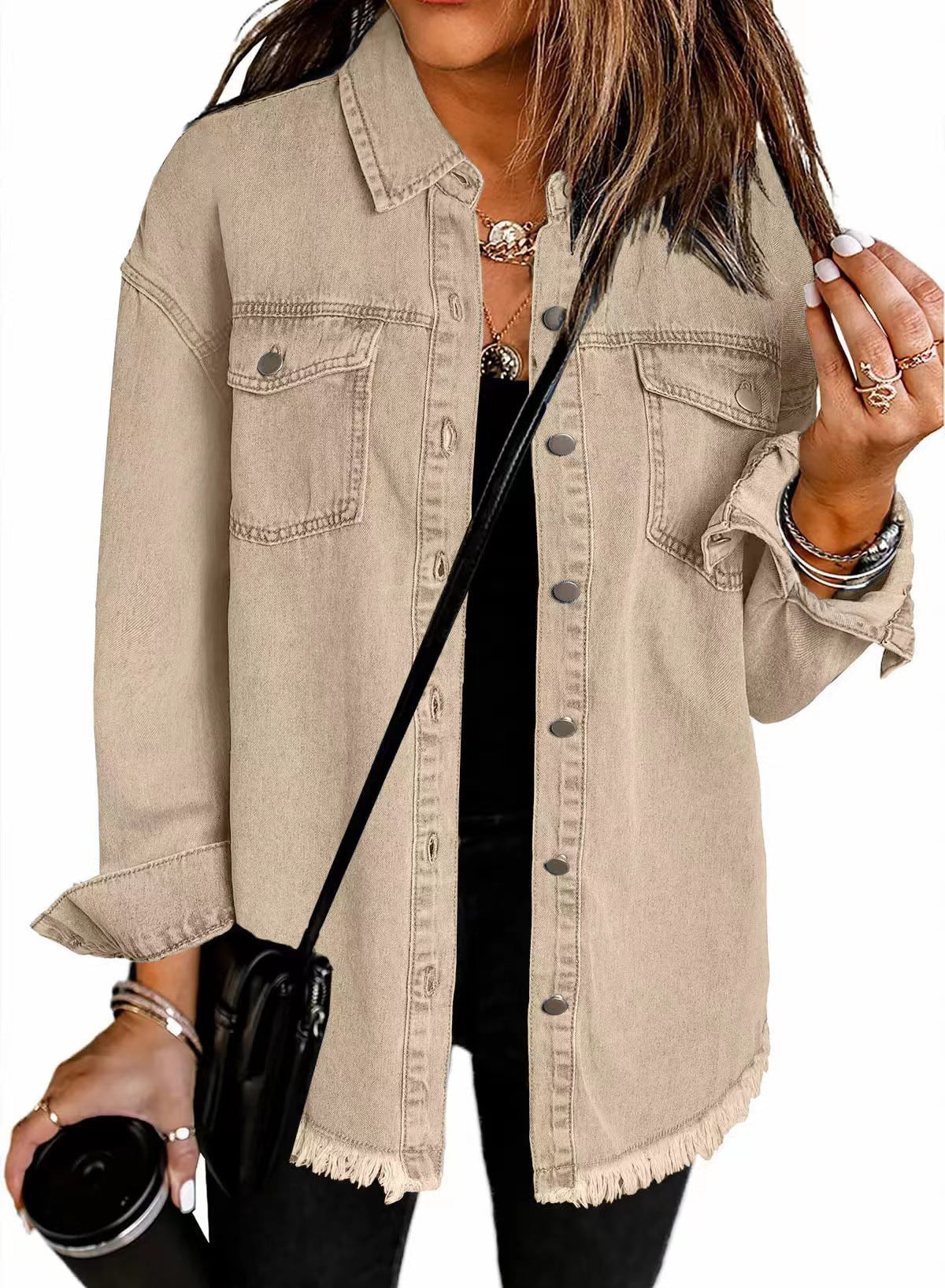 Washed Denim Shirt Jacket Women's
