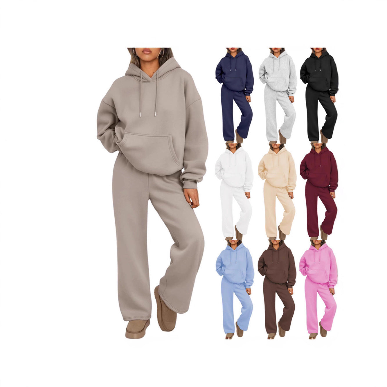 Set 2- Piece Autumn And Winter Casual Hooded Sweatshirt