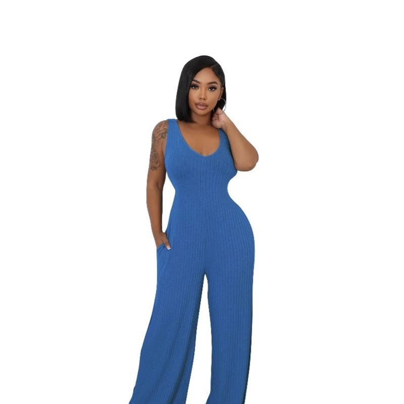 Jumpsuit Set Women's High-stretch Ribbed