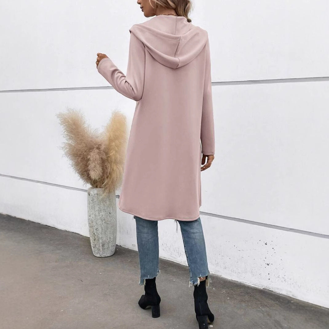 Personality Street Zip Hooded Long Velvet Lining Sweatshirt