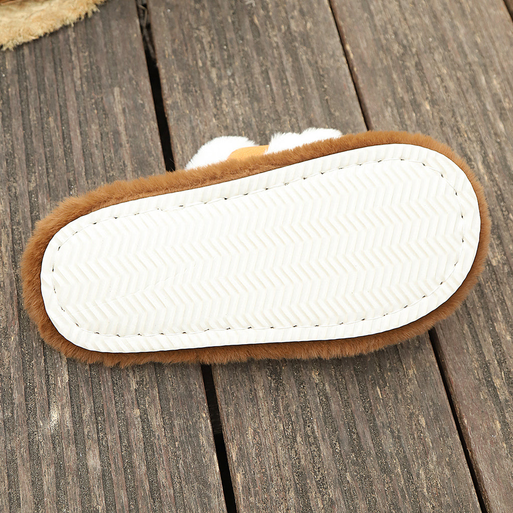 Slippers Fluffy Slippers Cross Strap Stitching Warm Casual Platform