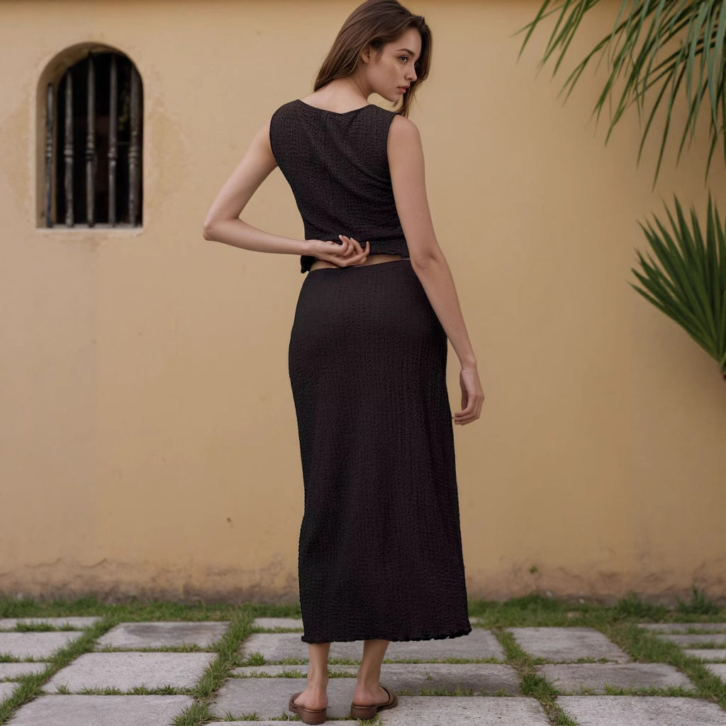 Top Knitted Long Skirt Ladies Suit