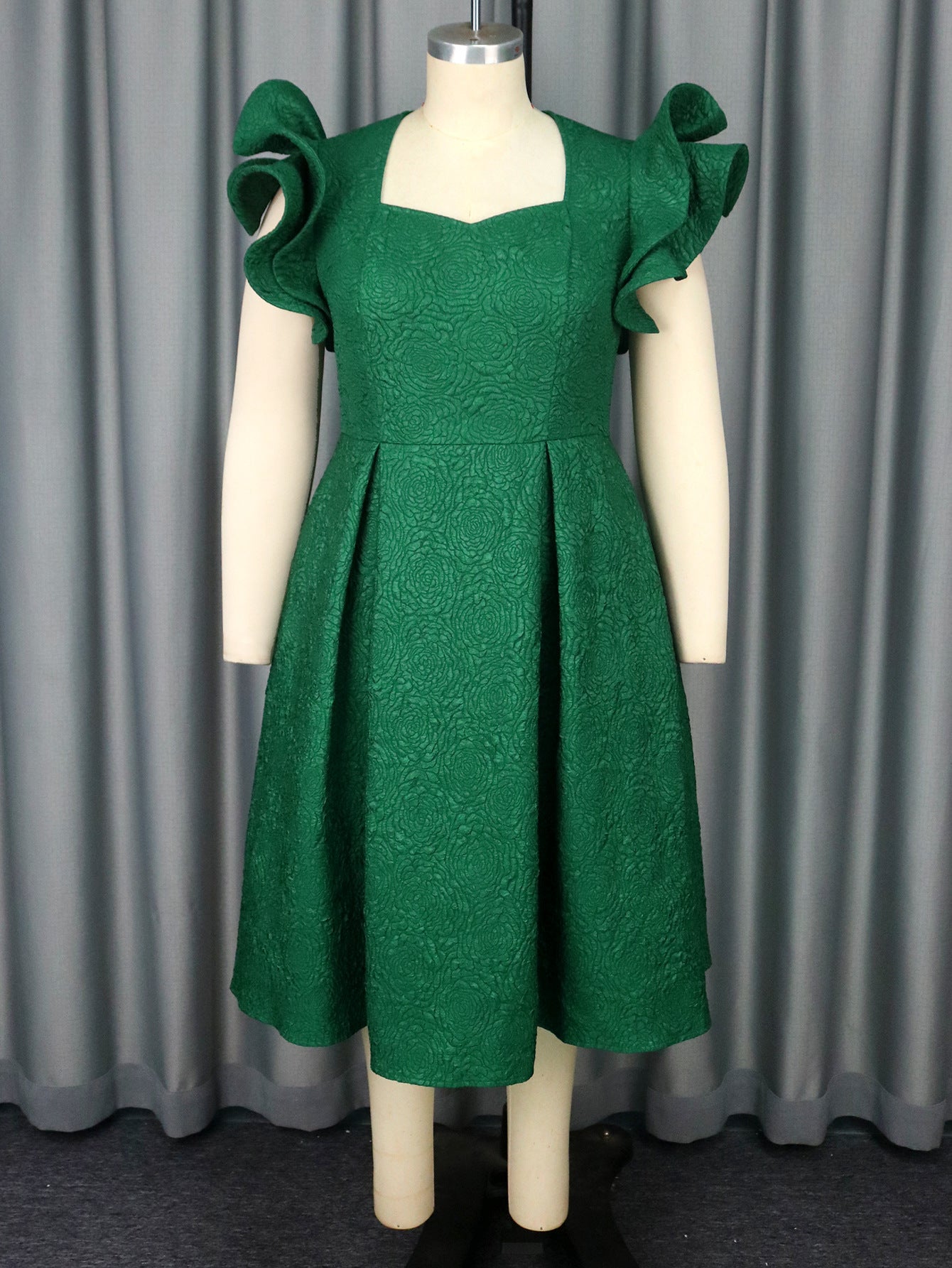 Lotus Dress Evening Leaf Three-dimensional Sleeves A- Hem Slimming