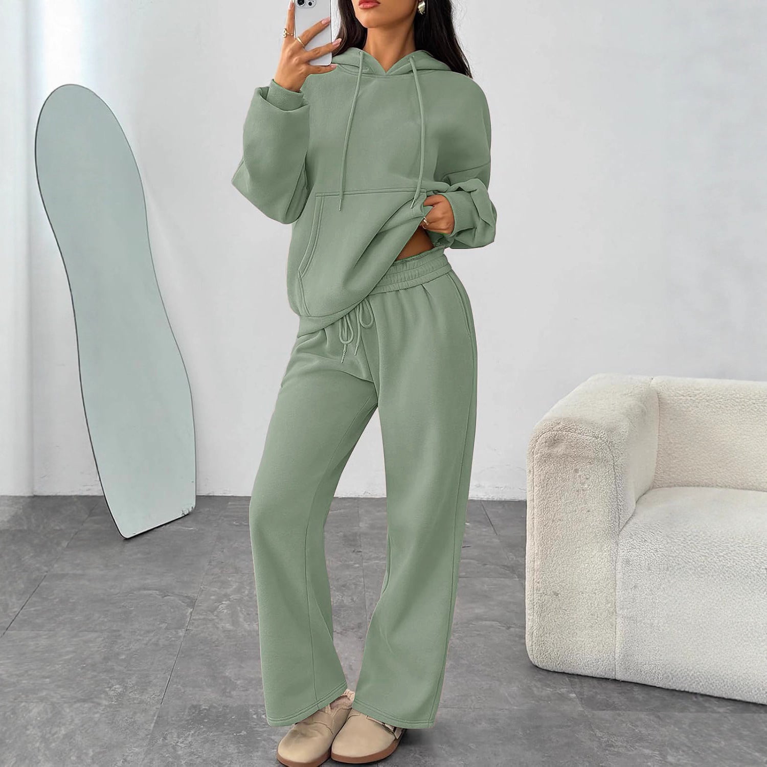 Set 2- Piece Autumn And Winter Casual Hooded Sweatshirt