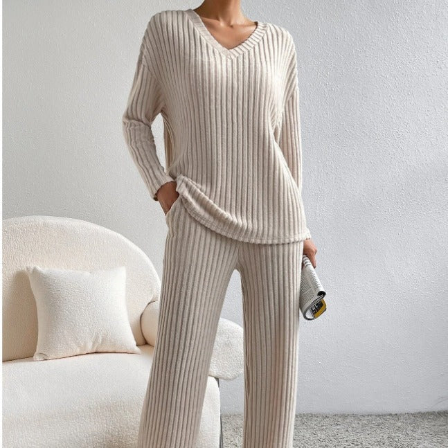 Set- 2 Piece Women's Straight-leg Pants Elegant Loose Suit