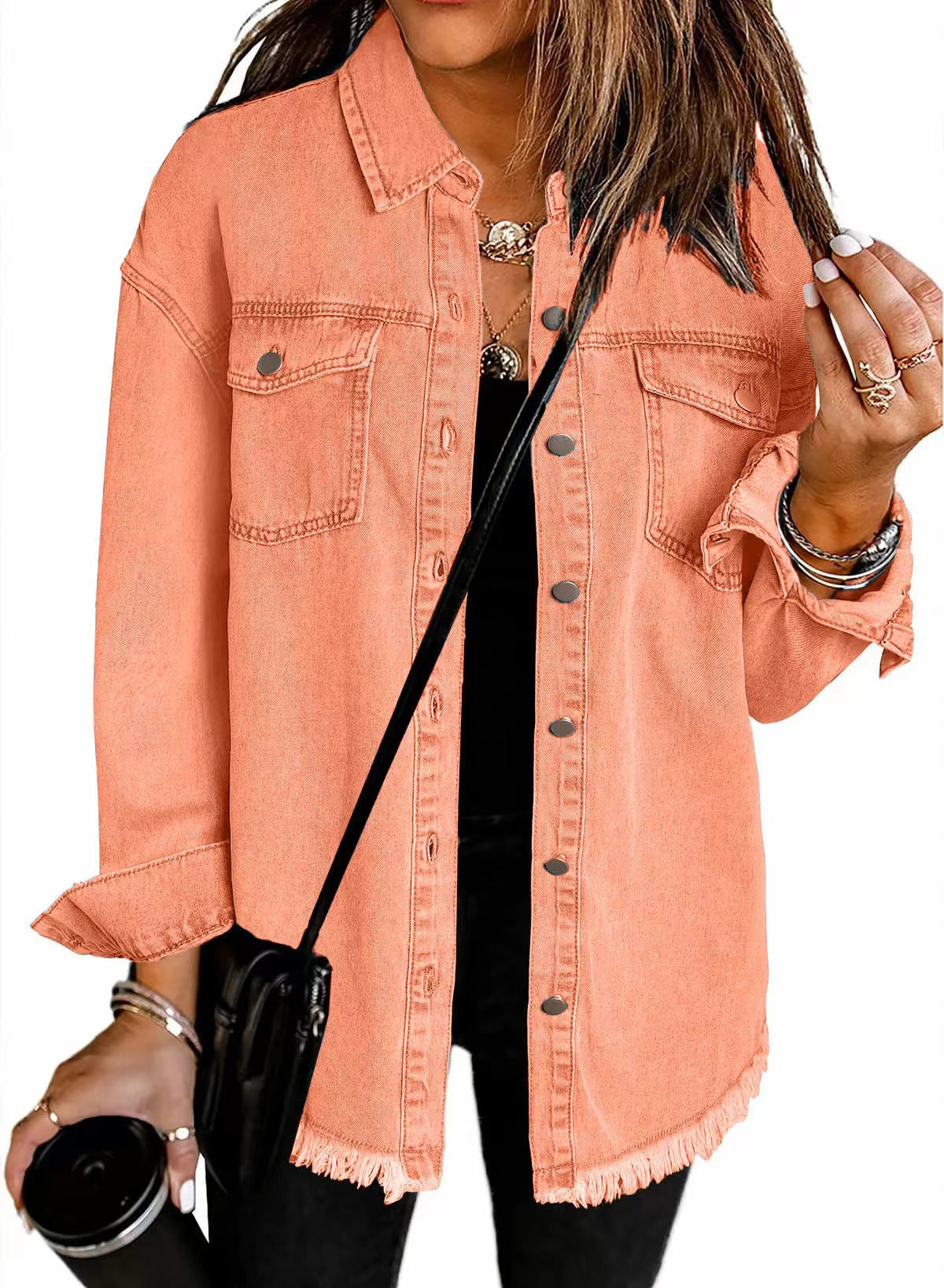 Washed Denim Shirt Jacket Women's