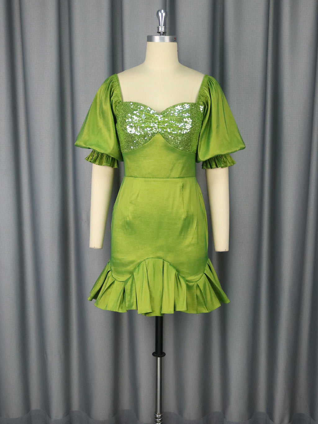 Dress Sequin Stitching Ruffled Banquet Sheath