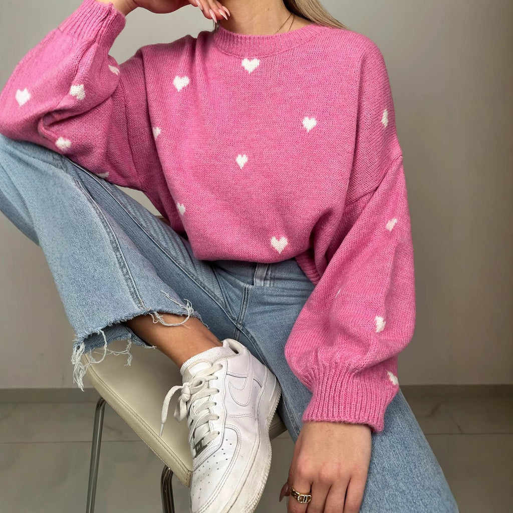 Casual Sweater Knitted Heart
