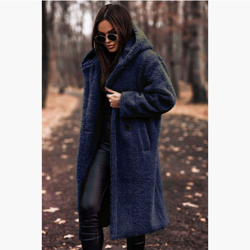 Autumn Winter Fashion Elegant Long Coat Jacket Female Teddy Coat Outwear Ladies