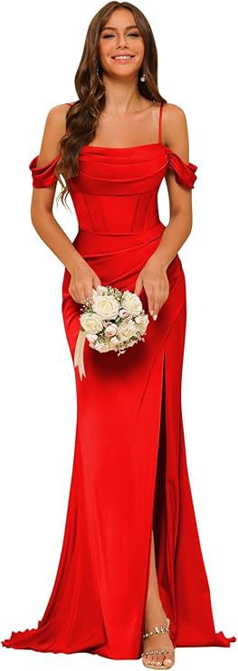 Dress Off-the-shoulder Satin Bridesmaid Corset Ball Gown