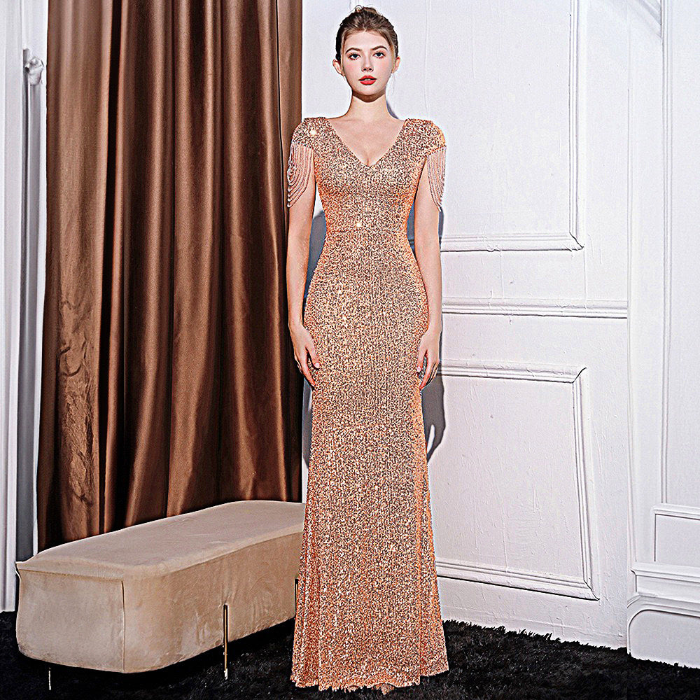 Dress Women Sequined Slim Fit Slimming Long