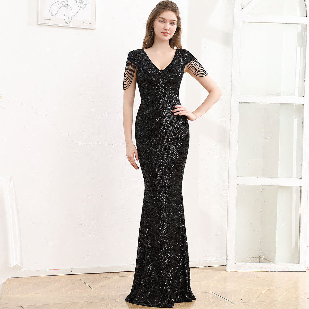 Dress Women Sequined Slim Fit Slimming Long