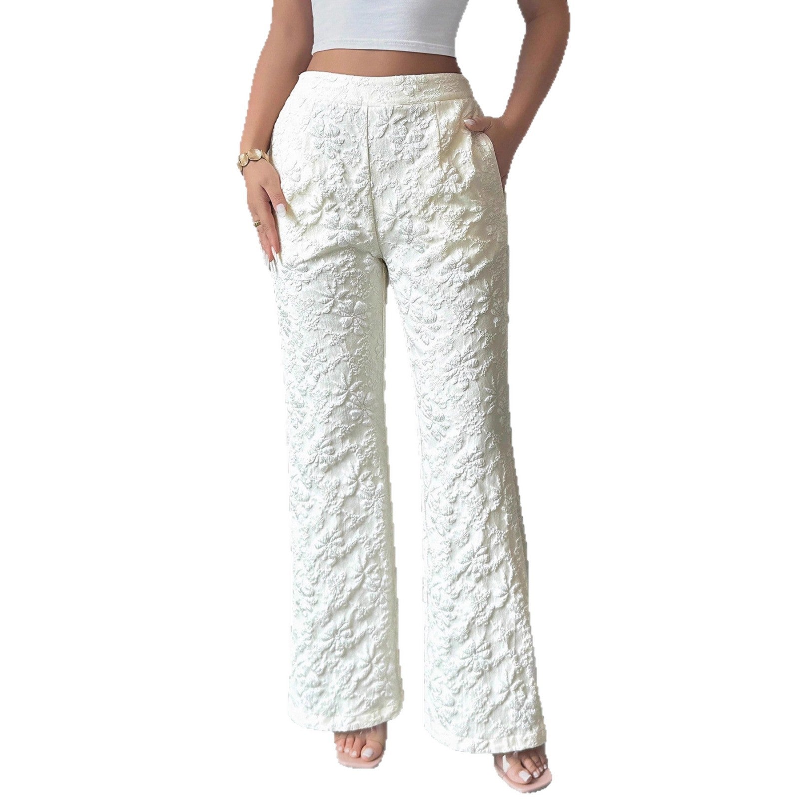 Women's Pants Fashion Mid-waist Casual Floral