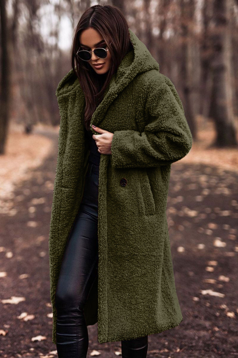 Autumn Winter Fashion Elegant Long Coat Jacket Female Teddy Coat Outwear Ladies