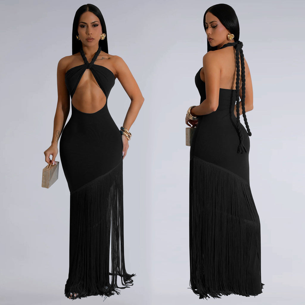 Summer Tassel Stitching Tube Top Dress
