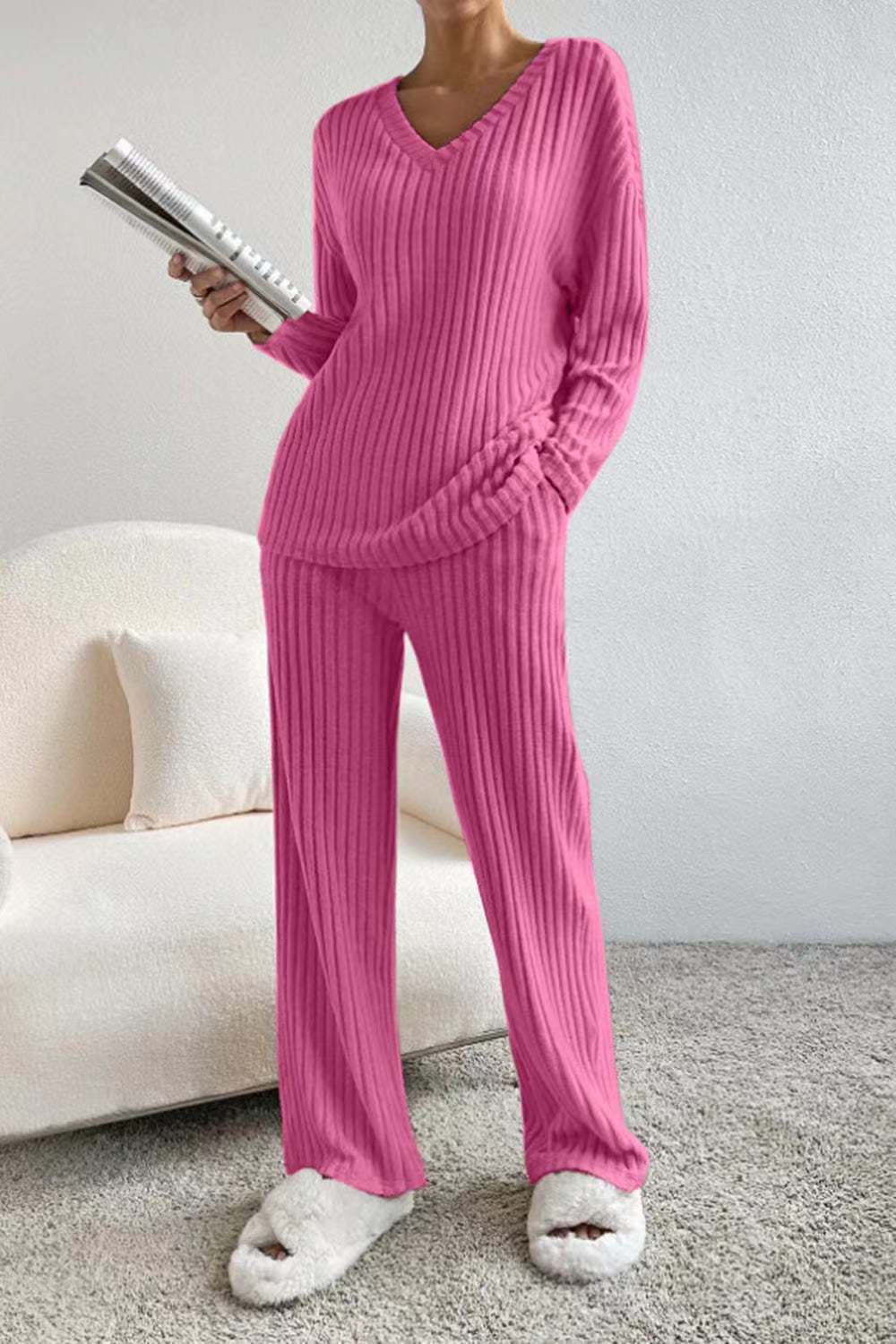 Set- 2 Piece Women's Straight-leg Pants Elegant Loose Suit