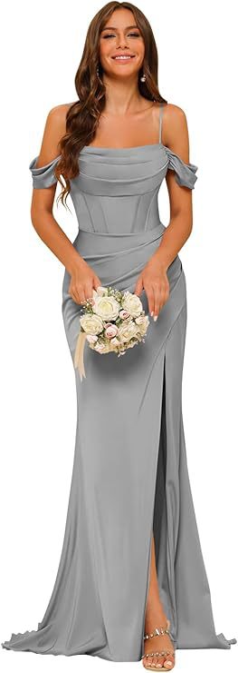 Dress Off-the-shoulder Satin Bridesmaid Corset Ball Gown