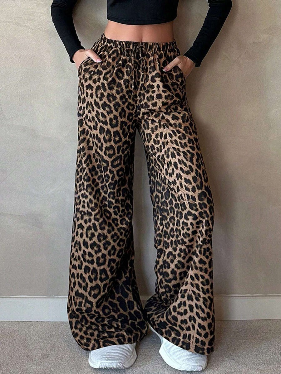 Leopard Pants Clothing Satin Casual Pants