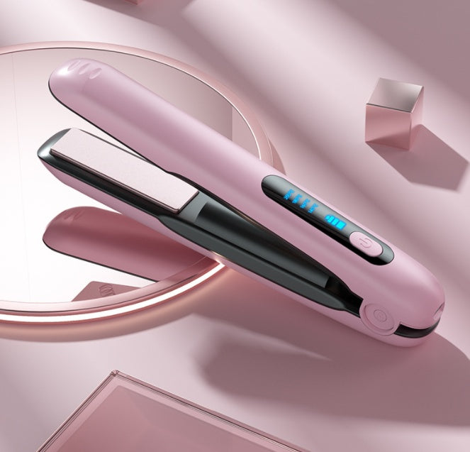 Wireless Hair Straightener Flat Iron Mini 2 IN 1 Roller USB Portable Cordless Curler 4 Levels Dry And Wet Uses