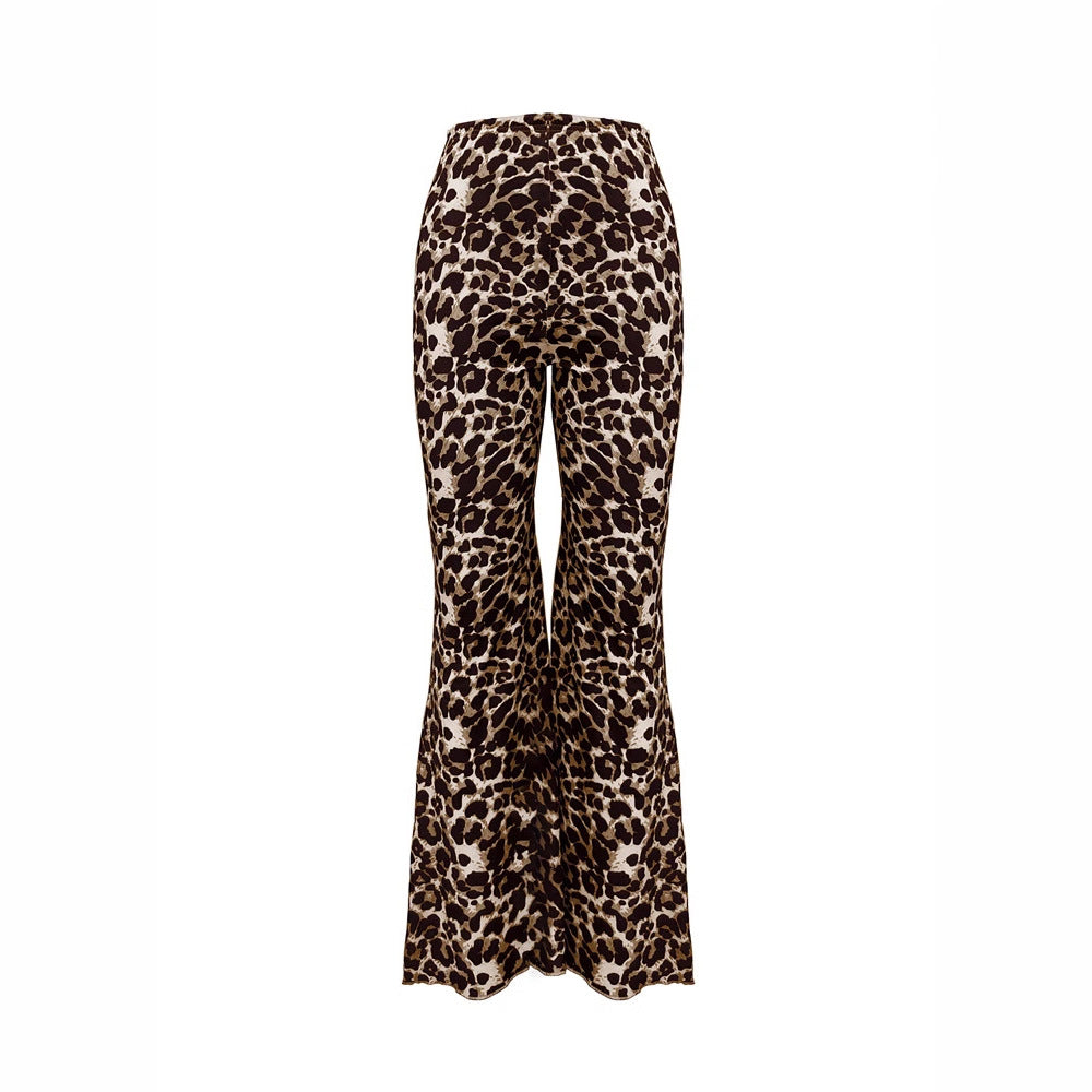 Pants Casual Sexy Knitted Stretch Elastic Leopard Print