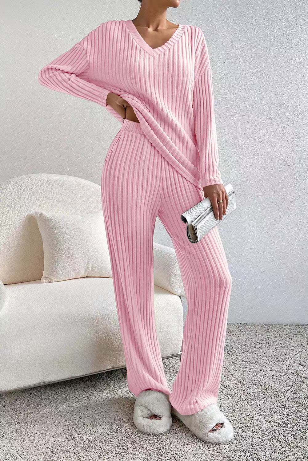 Set- 2 Piece Women's Straight-leg Pants Elegant Loose Suit