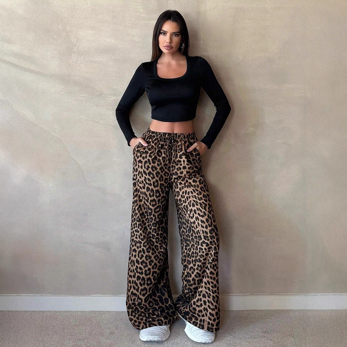Leopard Pants Clothing Satin Casual Pants