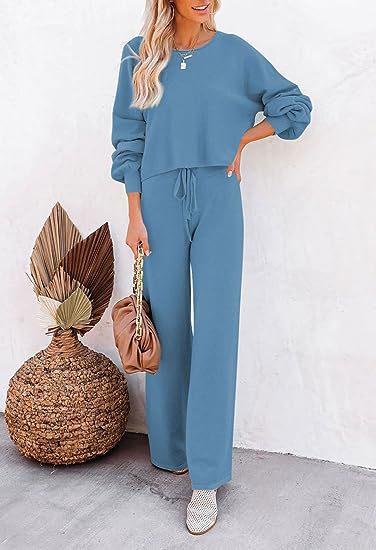 Set Casual Solid Color Long-sleeved Trousers Two-piece