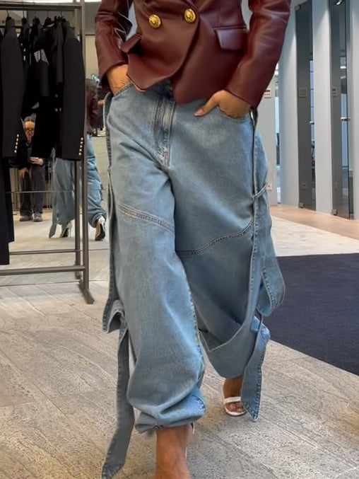 Pants Light Blue Denim Wide-Leg