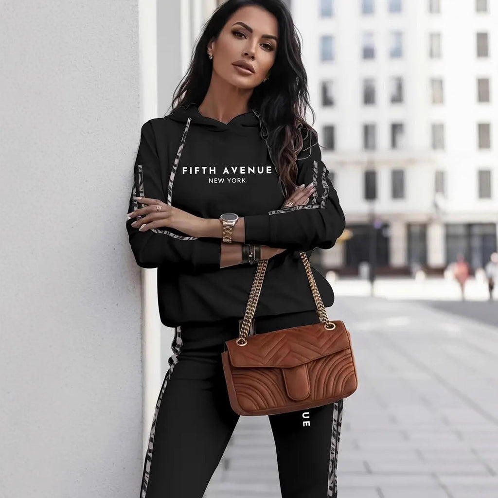 Set 2-Piece Women's Autumn And Winter Sweatsuit Casual Fashion Sporty