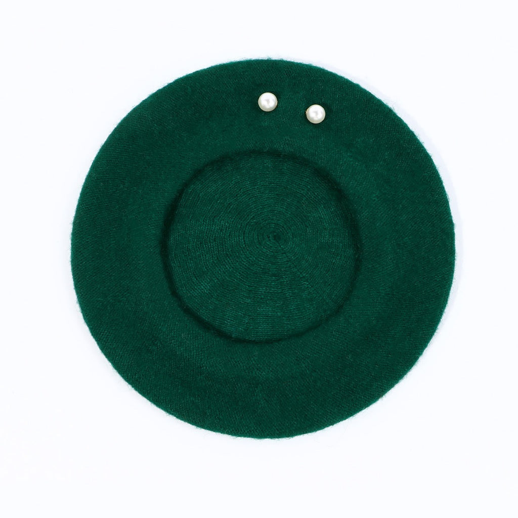 Woolen Large Pearl Decoration Beret Women's Fall Winter Fashion