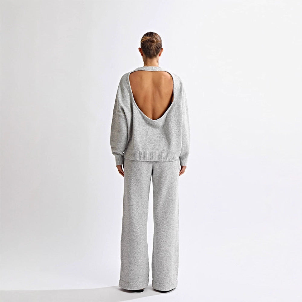 Set Pants Swearter For WomenRound-neck
