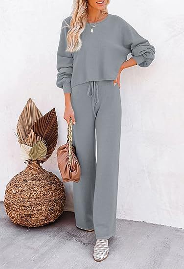 Set Casual Solid Color Long-sleeved Trousers Two-piece