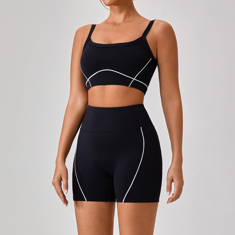 Outdoor Sports Gym Suits Women's  Contrast Color Fitness Set Outfits