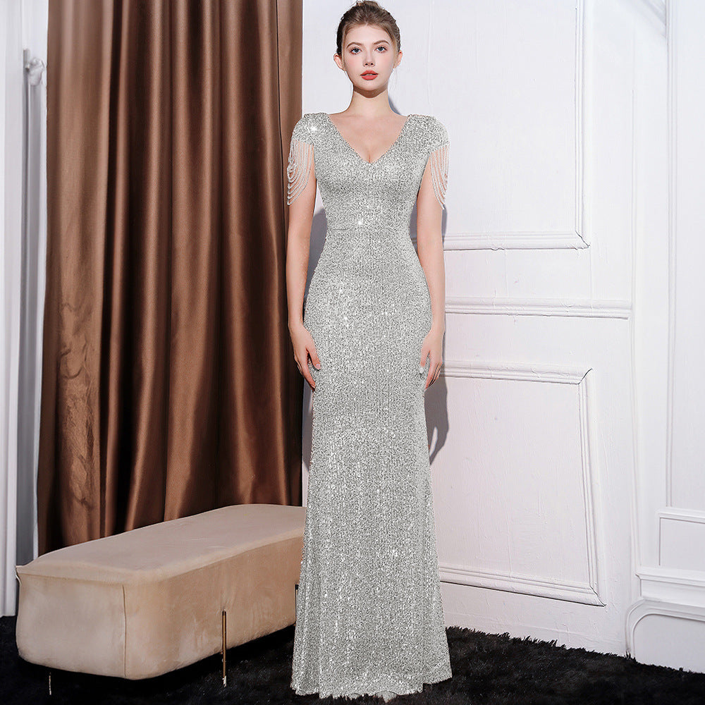 Dress Women Sequined Slim Fit Slimming Long