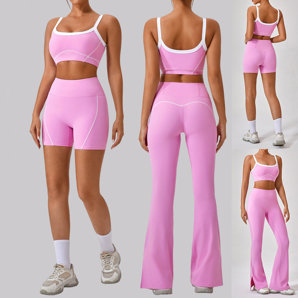 Outdoor Sports Gym Suits Women's  Contrast Color Fitness Set Outfits
