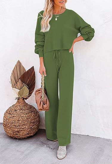 Set Casual Solid Color Long-sleeved Trousers Two-piece