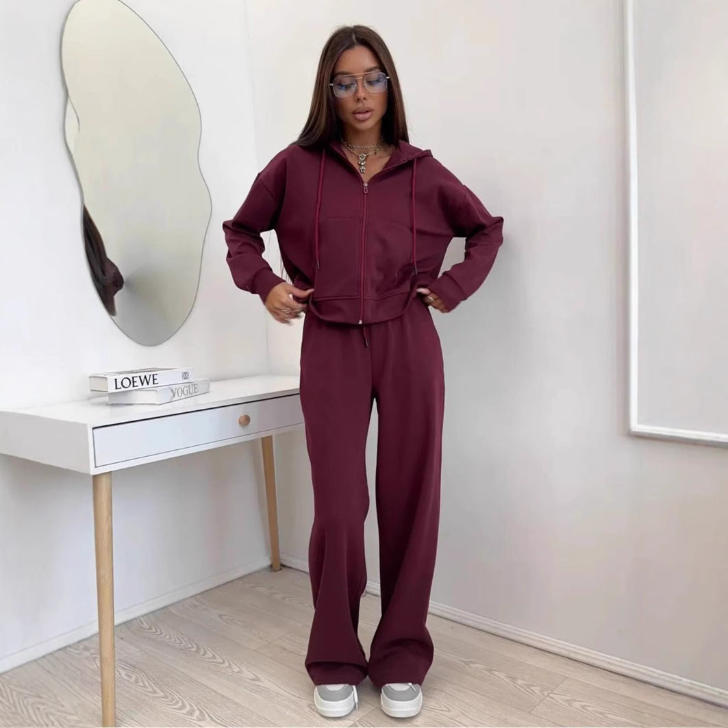 Hoodie Lace-up Trousers Two-piece Set