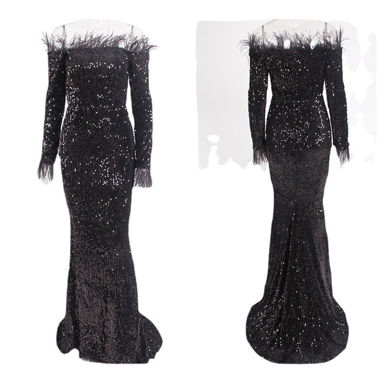 Dress Off-the-shoulder Fishtail Party Formal