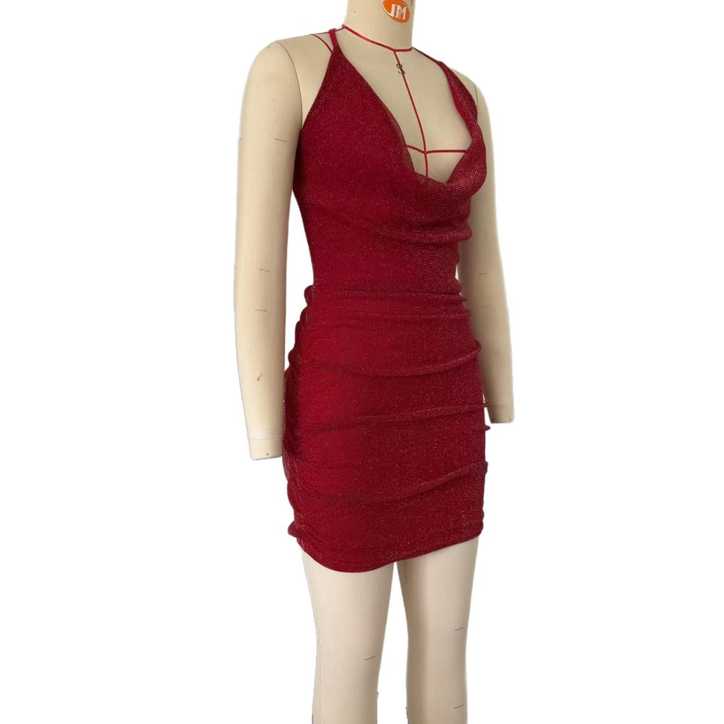 Low-cut Backless Slim-fit Party Dress
