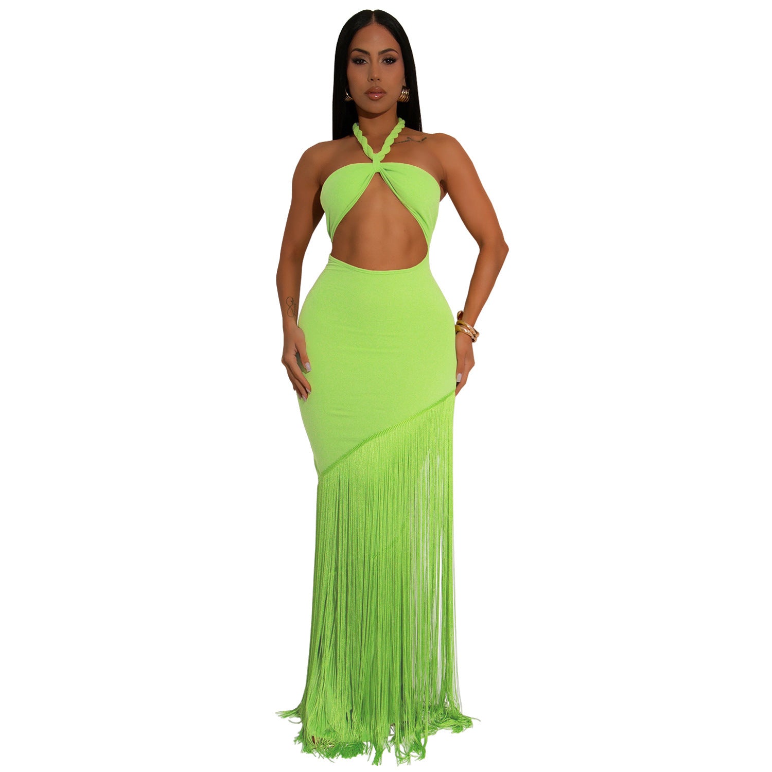 Summer Tassel Stitching Tube Top Dress
