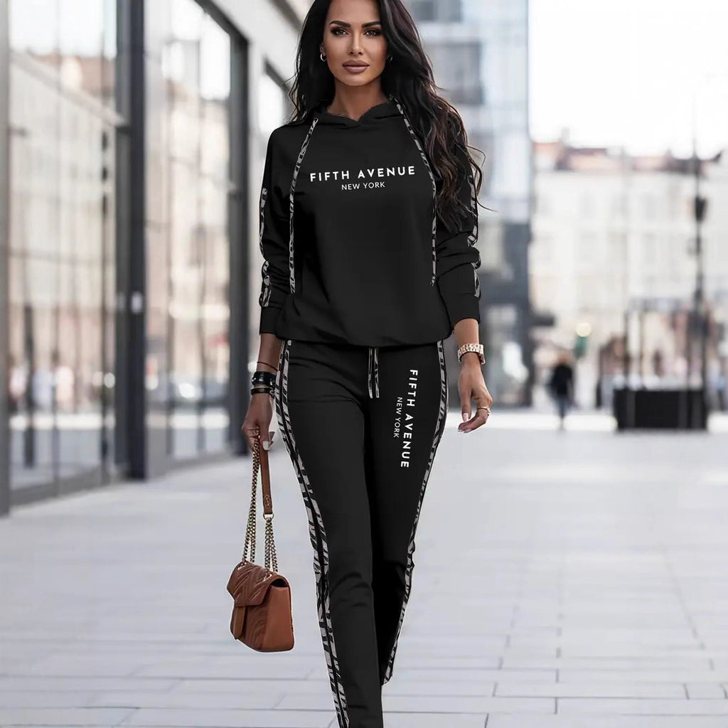 Set 2-Piece Women's Autumn And Winter Sweatsuit Casual Fashion Sporty