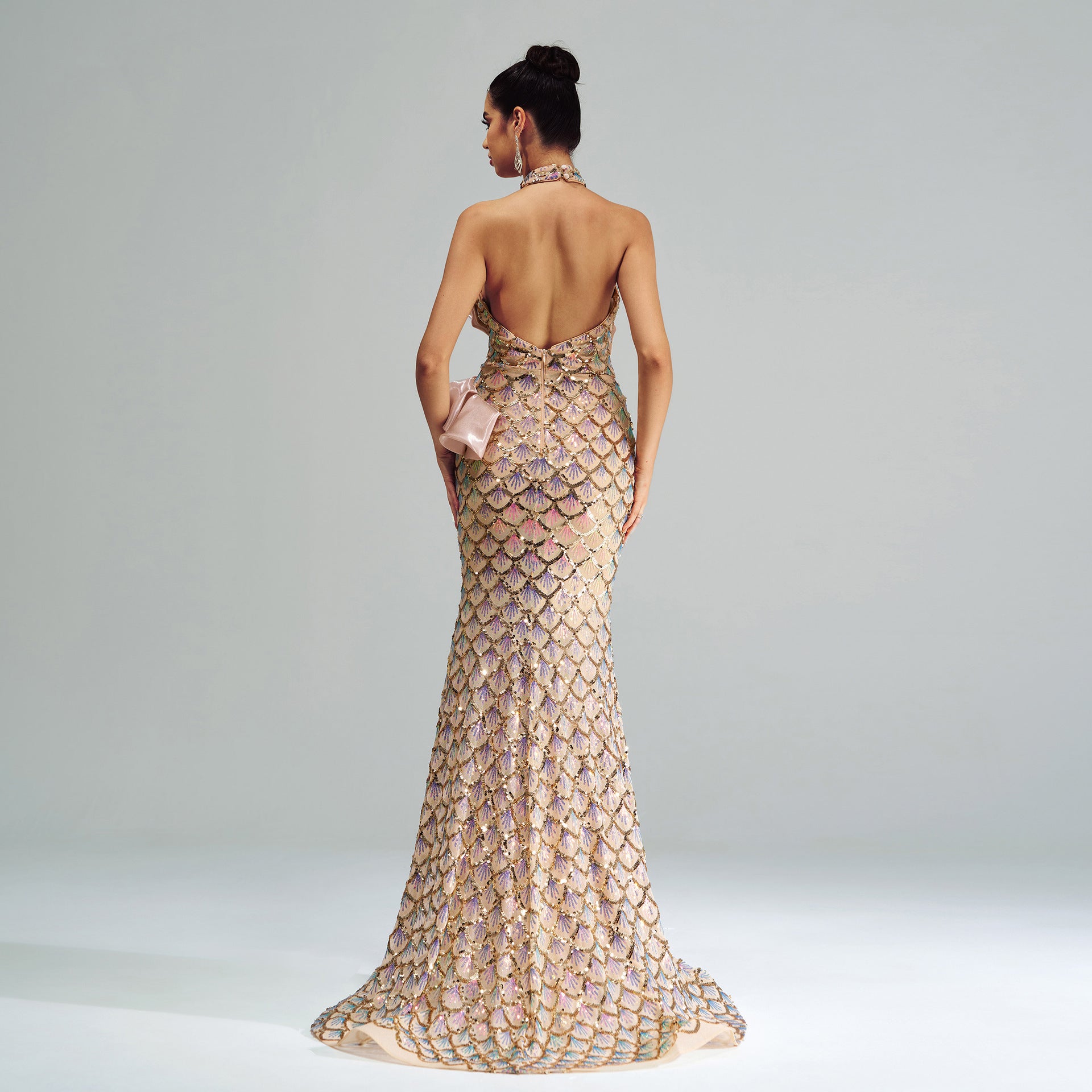 Dress Halter Sequined Mermaid