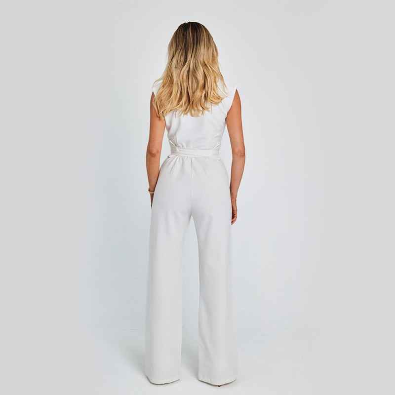 Fashion Elegant Long Sleeveless Jumpsuit Casual Wide Leg Long Overalls Clothing For Women