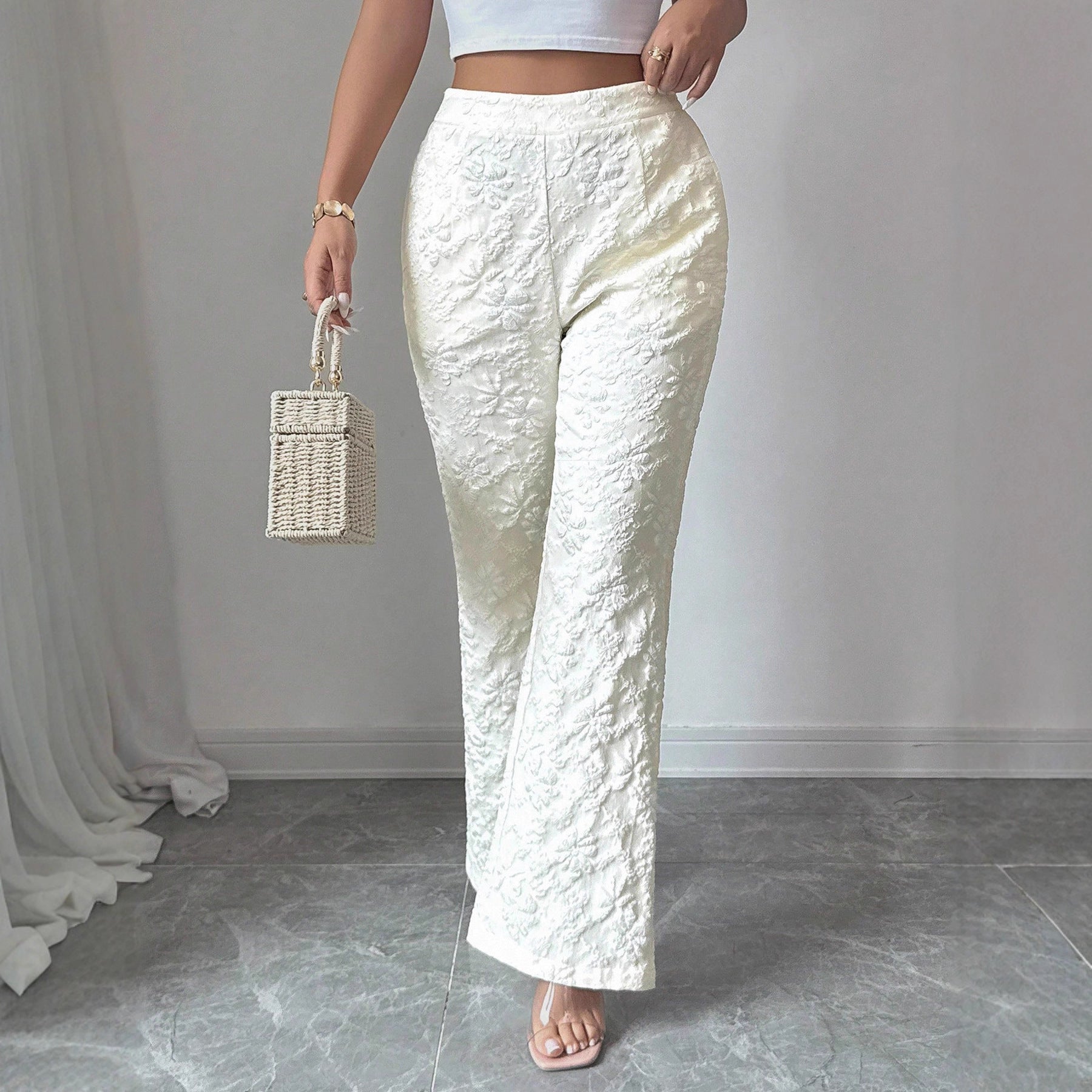 Women's Pants Fashion Mid-waist Casual Floral