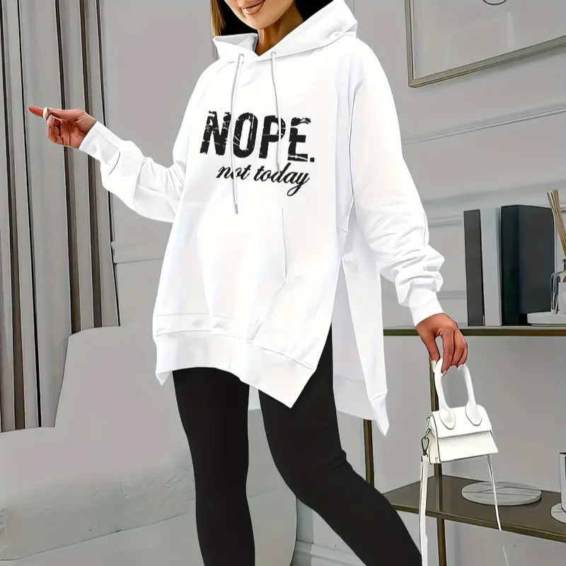 Set 2- piece Casual  Print Pocket Slit Casual Long Sleeve Hooded